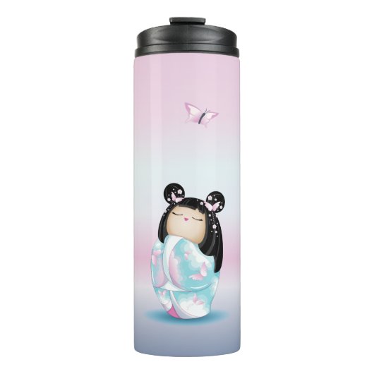 Bouteilles Isothermes Kokeshi Poupée Japonaise Chibi Style Art (Devant)
