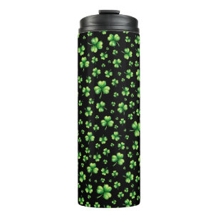 Bouteilles Isothermes La Saint-Patrick Trèfle aquarelle sur fond noir