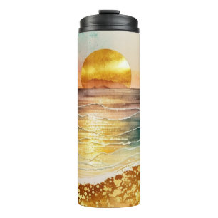 Bouteilles Isothermes La série de plage à l'aquarelle Design 3