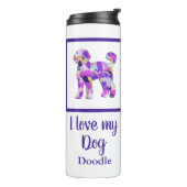 Bouteilles Isothermes Labradoodé mignon chien Silhouette violet PY&B (Tourné sur la gauche)