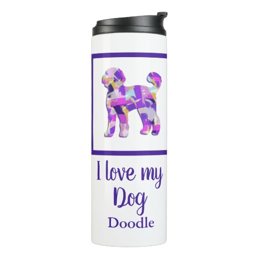 Bouteilles Isothermes Labradoodé mignon chien Silhouette violet PY&B (Tourné sur la gauche)
