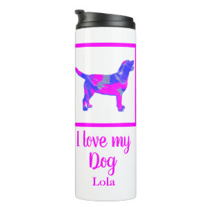 Bouteilles Isothermes Labrador Retriever Dog Hot rose & Blue Silhouette