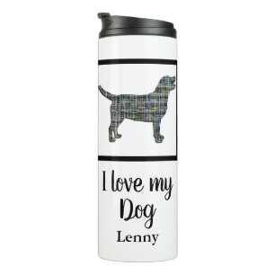 Bouteilles Isothermes Labrador Retriever Dog Jaune & Silhouette Bleue
