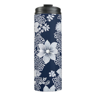 BOUTEILLES ISOTHERMES LACE BLANCHE REGARDEZ LES TEXTURES DE DENIM BLEUS
