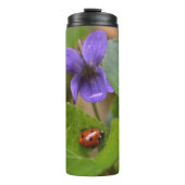 Bouteilles Isothermes Ladybug sur les fleurs de violet doux (Devant)