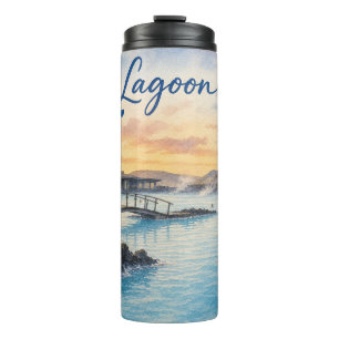 Bouteilles Isothermes Lagon bleu Islande bain thermal aquarelle