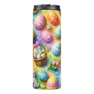 Bouteilles Isothermes Lapin de Pâques et motif d'œuf coloré