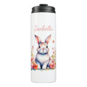 Bouteilles Isothermes Lapin lapin personnalisé en Fleurs roses (Devant)