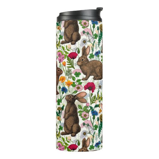 Bouteilles Isothermes Lapins et fleur sauvage (Tourné sur la gauche)