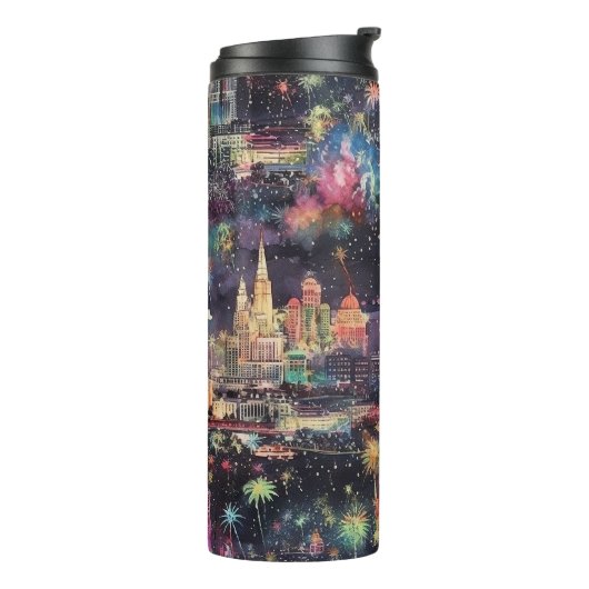 Bouteilles Isothermes Las Vegas Noël & Nouvel An en aquarelles (Tourné sur la gauche)