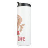 Bouteilles Isothermes Latte et coupe d'amour, mains et citation de café (Tourné sur la droite)