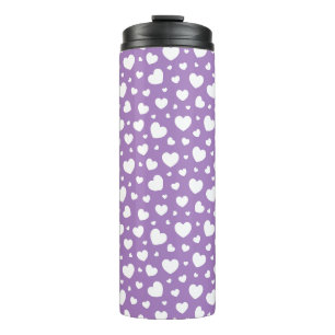 BOUTEILLES ISOTHERMES LAVENDER PURPLE AVEC COEURS BLANCS RANDOM