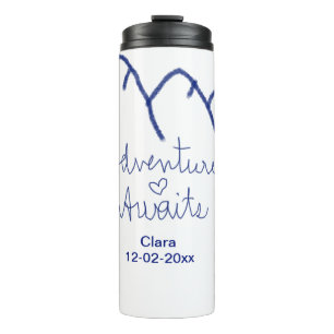 Bouteilles Isothermes L'aventure attend le coeur de montagne bleu ajoute