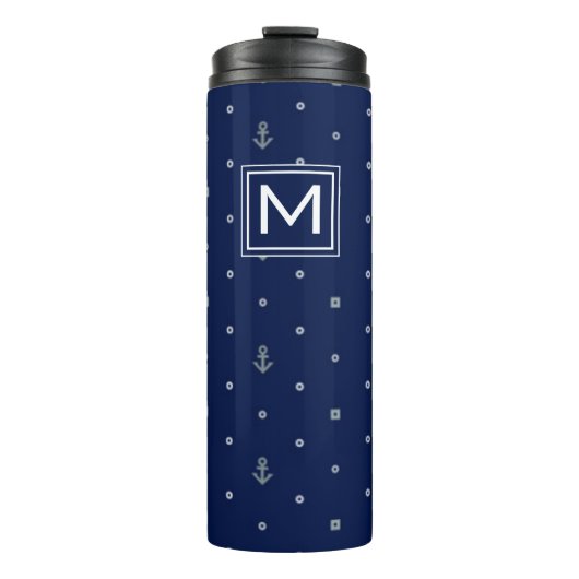 Bouteilles Isothermes Le motif de pois d'Ancre | ajoutent votre initiale (Devant)
