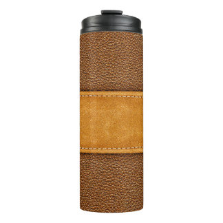 Bouteilles Isothermes Leather Luxe : Elégance Brown avec points