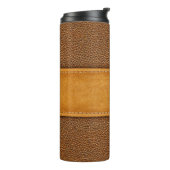 Bouteilles Isothermes Leather Luxe : Elégance Brown avec points (Tourné sur la gauche)