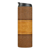 Bouteilles Isothermes Leather Luxe : Elégance Brown avec points (Tourné sur la droite)