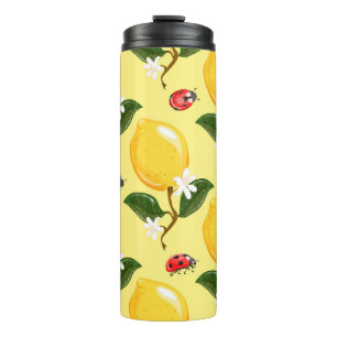 Bouteilles Isothermes Lemon Ladybug : Motif jaune tropical.