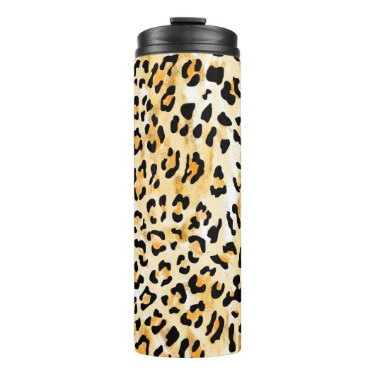 Bouteilles Isothermes leopard jaune et blanc dessiné à la main (Devant)