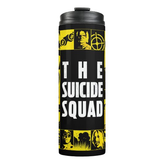 Bouteilles Isothermes L'équipe du suicide | Blocs d'icônes jaune et noir (Devant)
