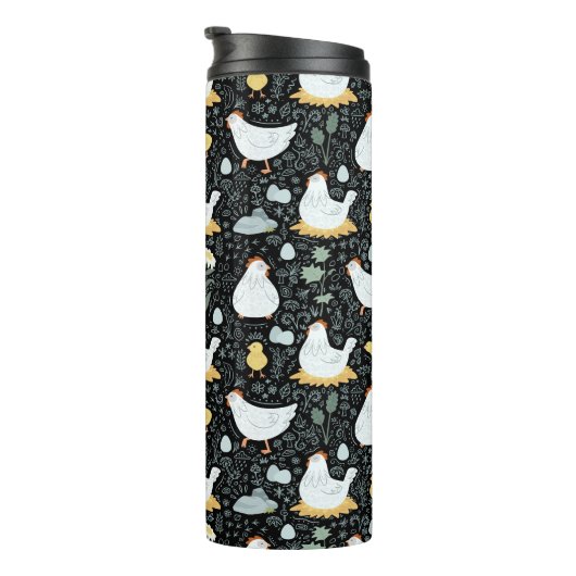 Bouteilles Isothermes Les poulets rêvent dans la coopérative en noir (Tourné sur la droite)