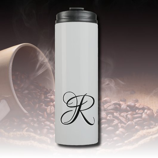 Bouteilles Isothermes LETTRE INITIALE Calligraphie 3D Noire | Pastel Gre