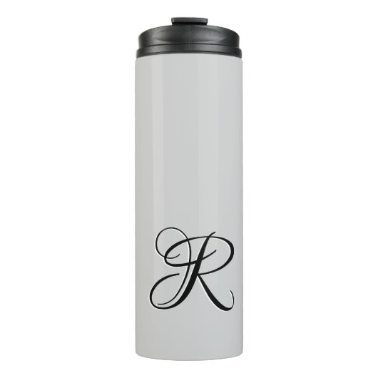 Bouteilles Isothermes LETTRE INITIALE Calligraphie 3D Noire | Pastel Gre (Devant)