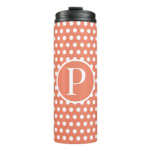 Bouteilles Isothermes Lettre initiale Pois orange Tumbler thermique