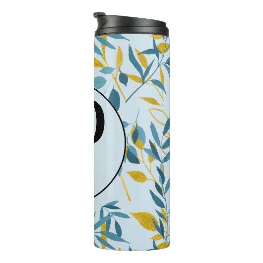 Bouteilles Isothermes LETTRE P D'OR Bleu Feuille (Tourné sur la droite)