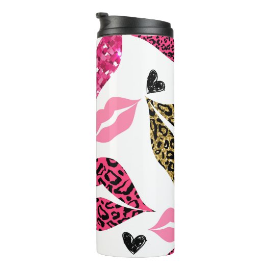 Bouteilles Isothermes Lèvres scintillantes : Motif de mode Leopard (Tourné sur la droite)