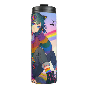 Bouteilles Isothermes LGBTQIA+ Anime Girl Lesbian Pride Personnalisée