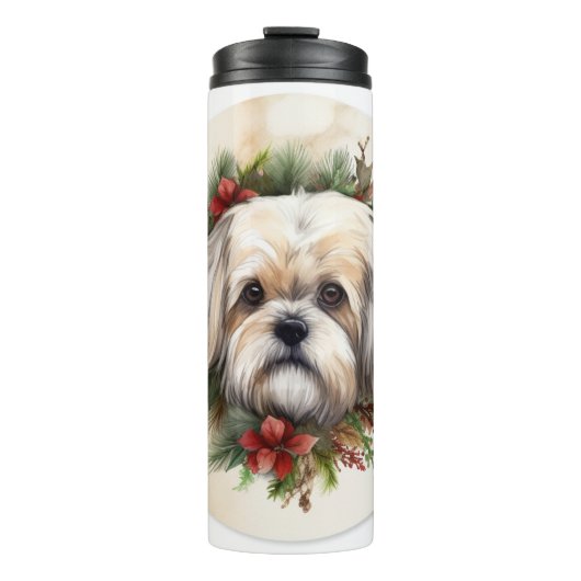 Bouteilles Isothermes Lhasa Apso Christmas Wreath Festive Pup (Devant)