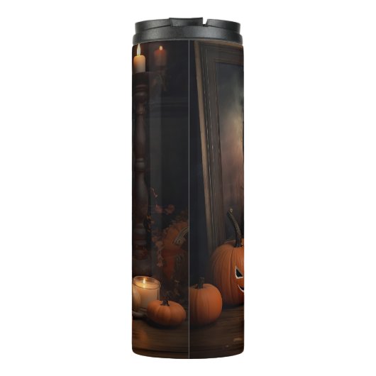 Bouteilles Isothermes Lhasa Apso Citrouille Halloween effrayant (Dos)