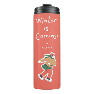 Bouteilles Isothermes L'hiver approche   Mug de voyage de vacances perso