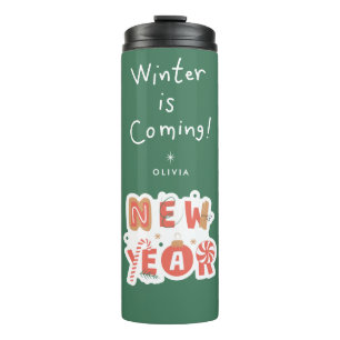 Bouteilles Isothermes L'hiver approche   Mug de voyage de vacances perso