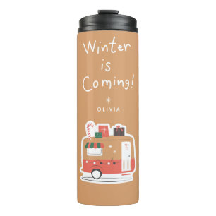 Bouteilles Isothermes L'hiver approche   Mug de voyage de vacances perso