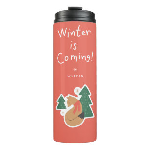 Bouteilles Isothermes L'hiver approche   Mug de voyage de vacances perso