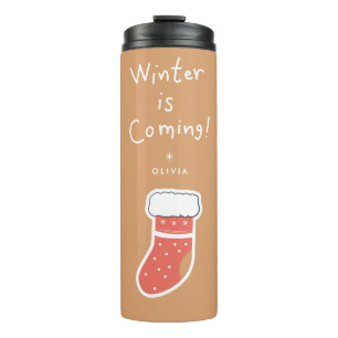 Bouteilles Isothermes L'hiver approche   Mug de voyage de vacances perso