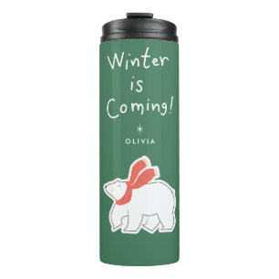 Bouteilles Isothermes L'hiver approche   Mug de voyage de vacances perso