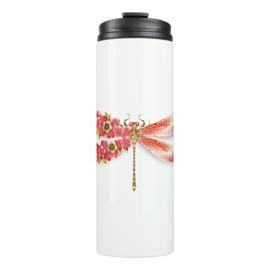 Bouteilles Isothermes libellule de fleurs avec sakura de bijoux (Devant)