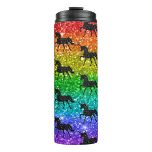 Bouteilles Isothermes Licorne Silhouette Arc-en-ciel Paillettes Fierté L