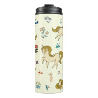 licorne vintage dans les fleurs de forêt couleur i
