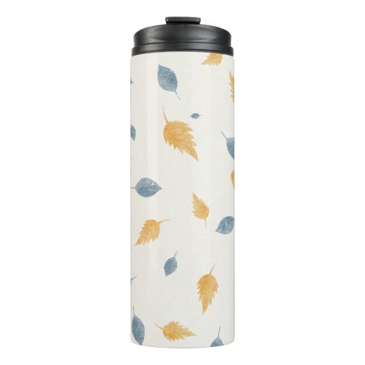 Bouteilles Isothermes Light Pastel Blue and Brown Autumn Leaves Pattern (Devant)