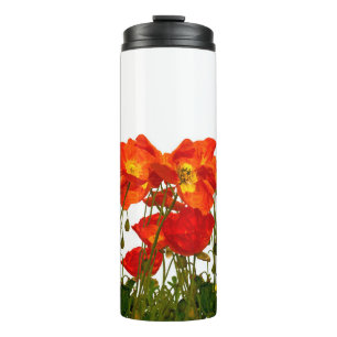 Bouteilles Isothermes Ligne de coquelicots rouges isolatedart, arrière -
