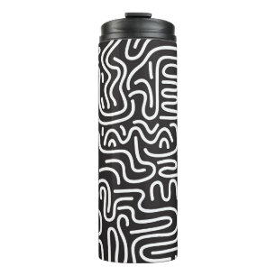 Bouteilles Isothermes Lignes ondulées de doodle rétro : Monochrome