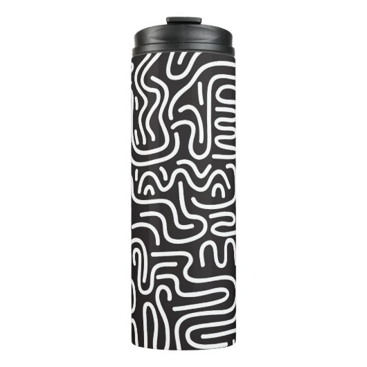 Bouteilles Isothermes Lignes ondulées de doodle rétro : Monochrome (Devant)