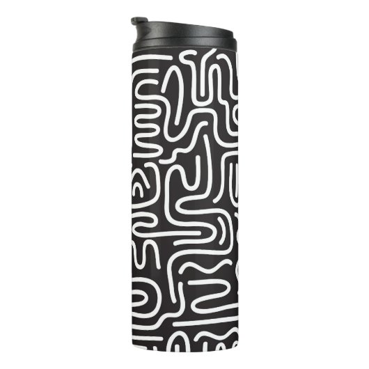 Bouteilles Isothermes Lignes ondulées de doodle rétro : Monochrome (Tourné sur la droite)