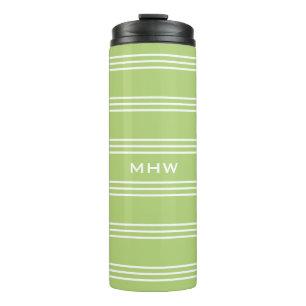 Bouteilles Isothermes Lime Green Stripes personnalisé monogramme tumbler
