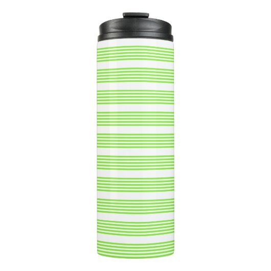 Bouteilles Isothermes Lime vert et blanc cinq bandes motif (Devant)