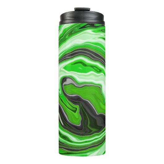 Bouteilles Isothermes Lime Vert et Marbre Noir Fluid Art (Devant)